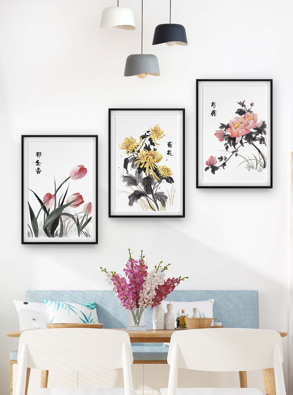 Hoa lá tranh vẽ  Trung Quốc CHL3-007-KG